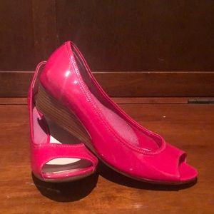 Cole Haan Nike Air Leather Open Toe Wedge Pink8B